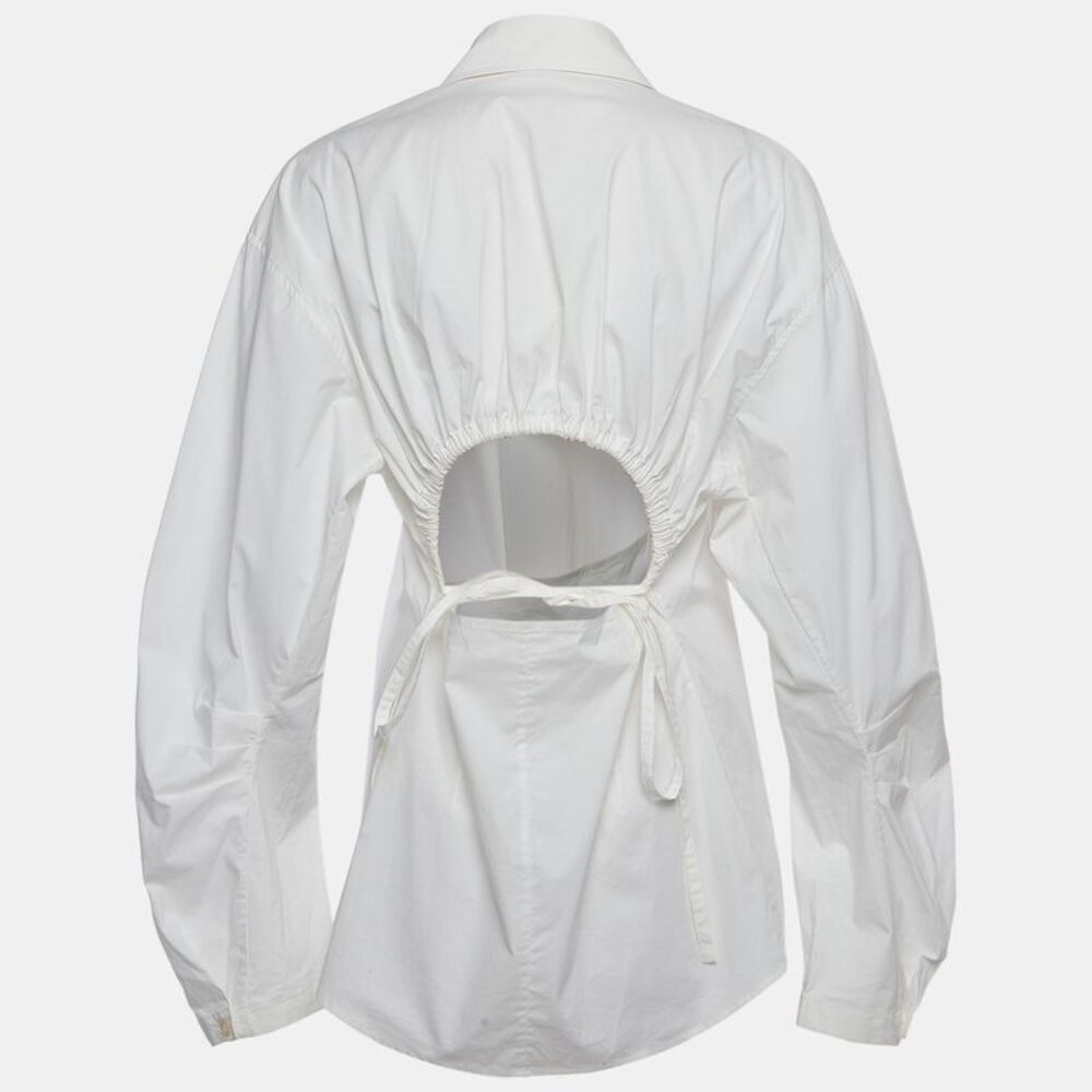 Acne Studios White Cotton Poplin Button Up Cut Out Shirt M - Picture 2 of 5